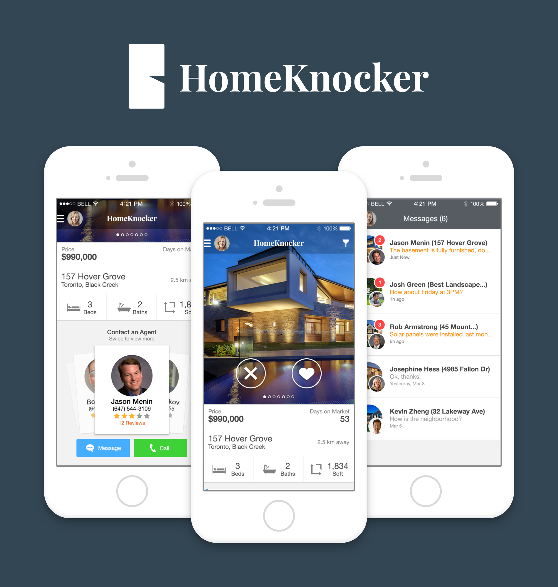 HomeKnocker featured screens